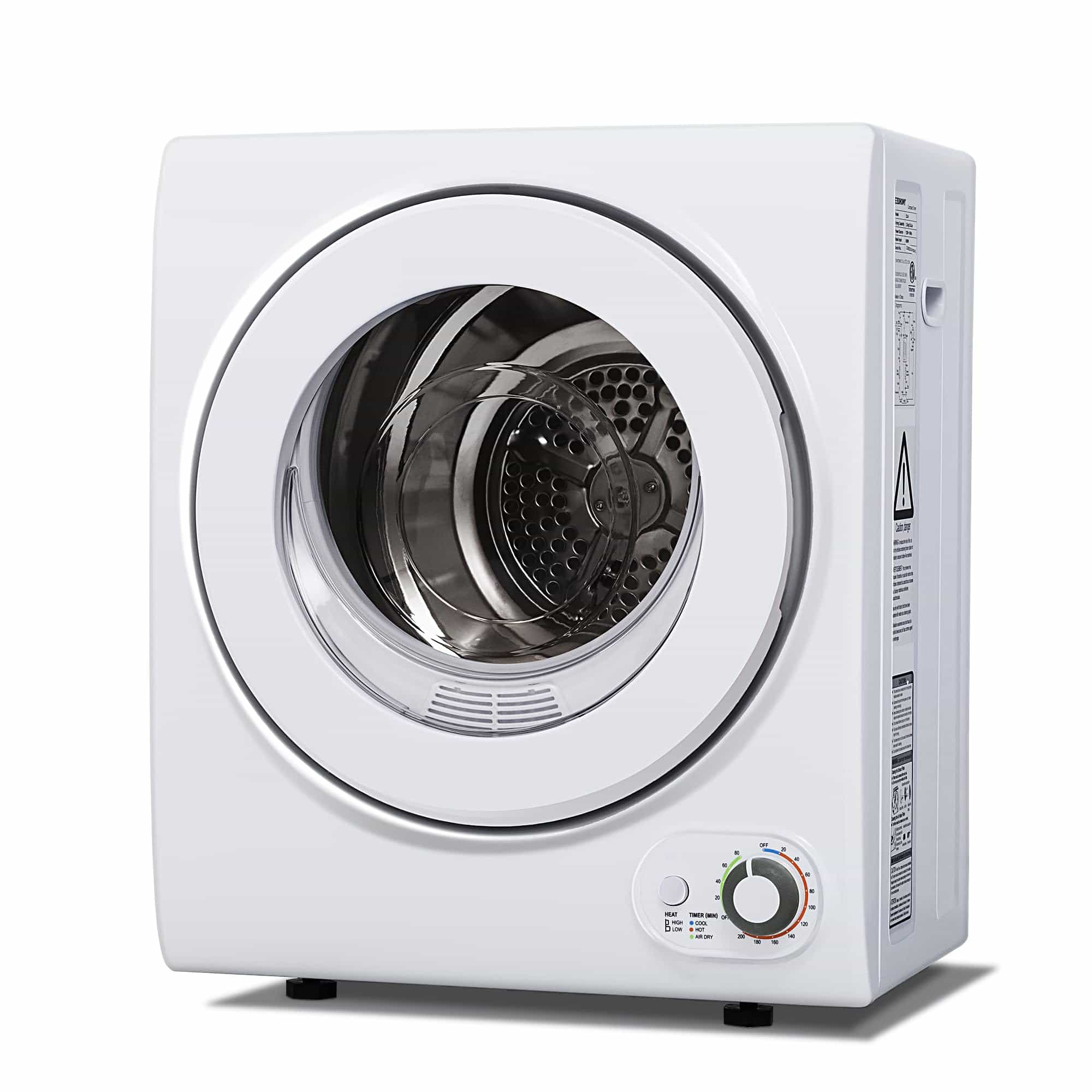 Secadora de ropa compacta de color blanco