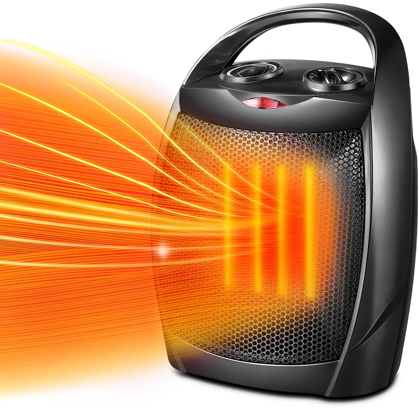 Calefactor cerámico portátil con efecto de calor encendido