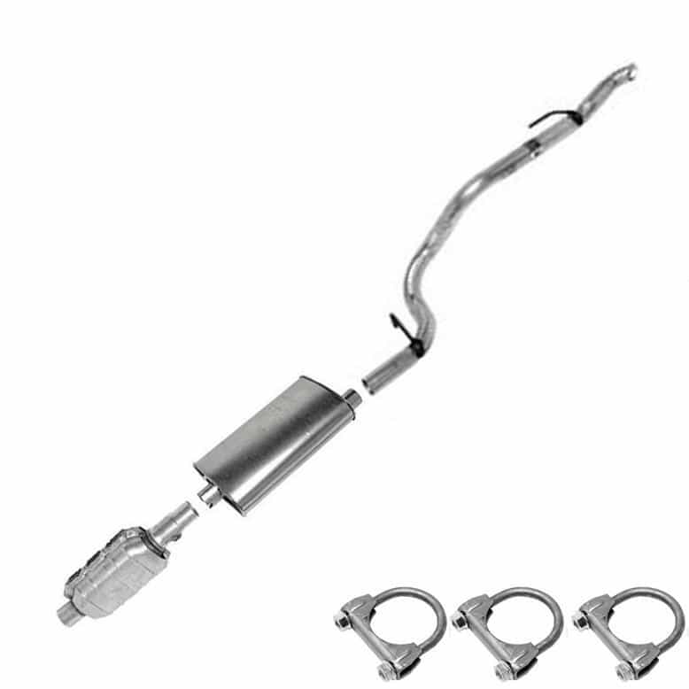 Sistema de escape completo de vehículo con silenciador y abrazaderas